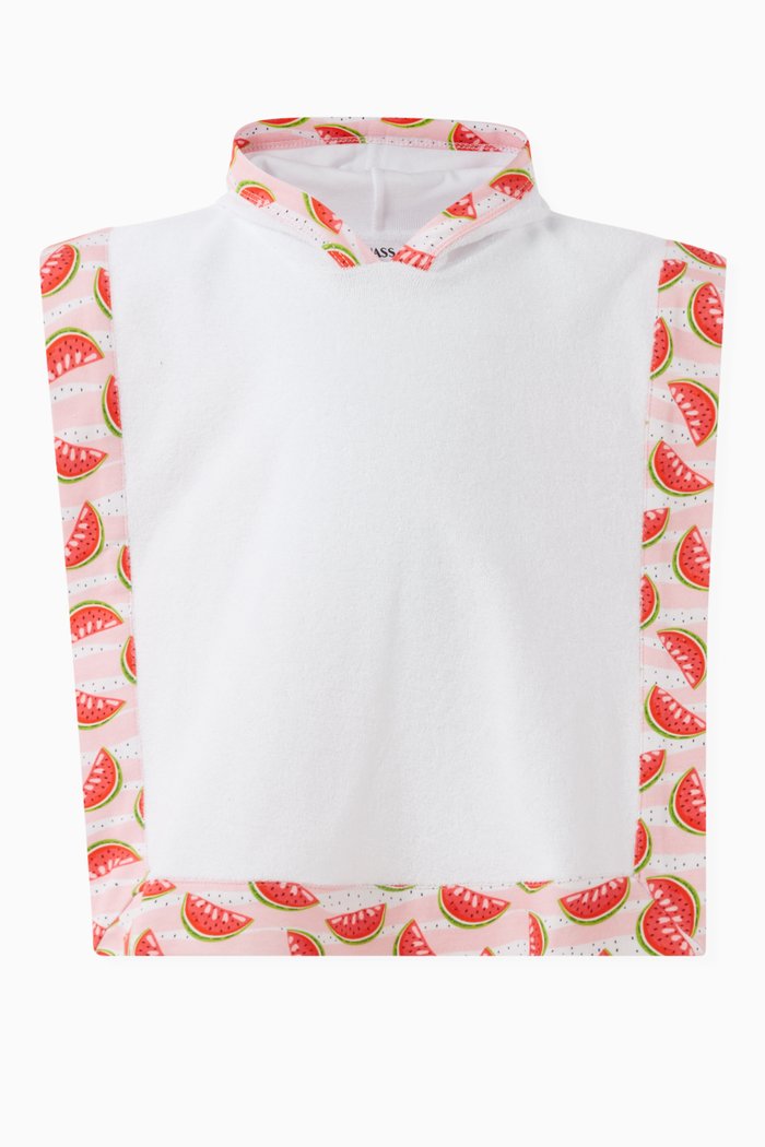 

Graphic-print Beach Poncho in Cotton, White