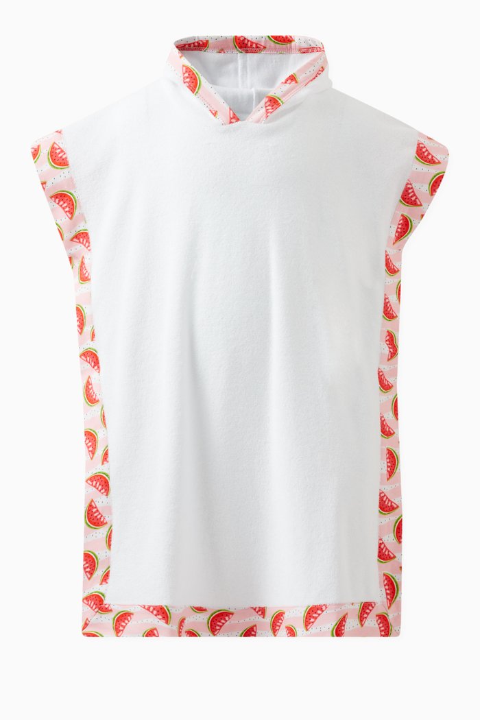 

Graphic-print Beach Poncho in Cotton, White
