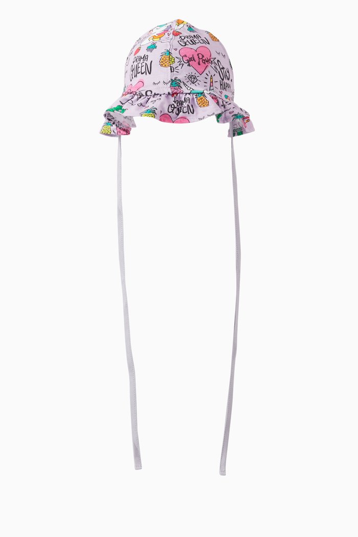 

Graphic-print Sun Hat in Cotton, Purple