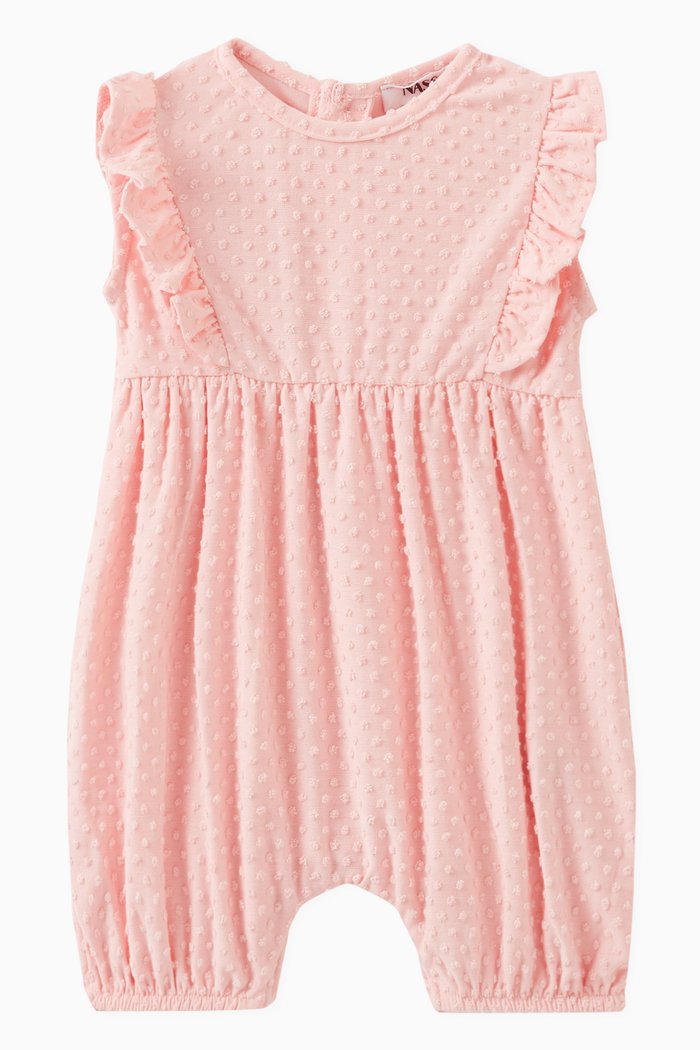 

Frilled Romper in Cotton, Pink