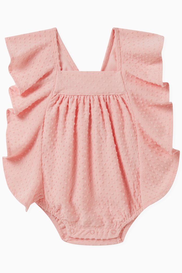 Frilled Bodysuit in Cotton, Pink