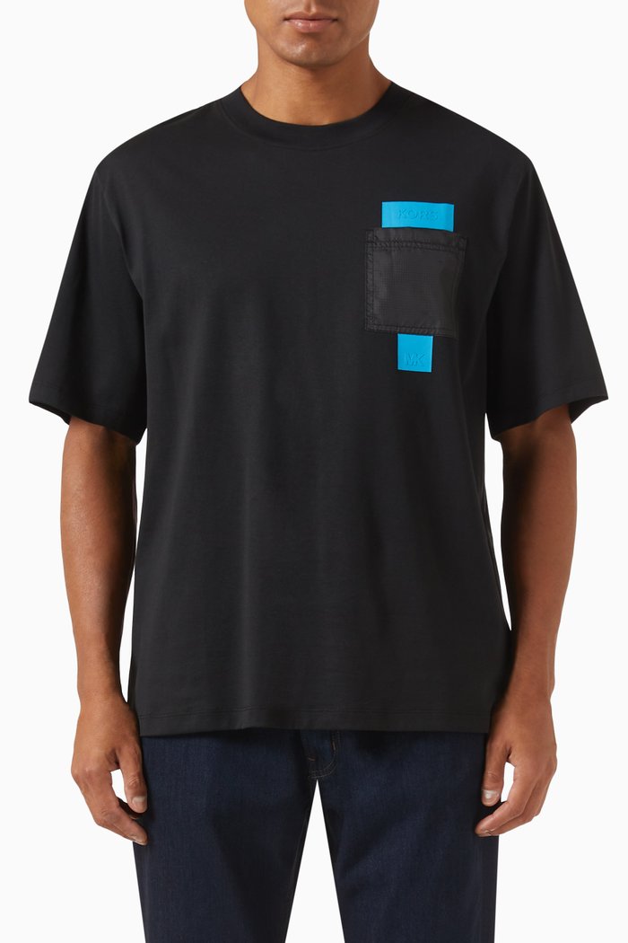 

Wave Pocket T-shirt in Cotton Jersey, Black