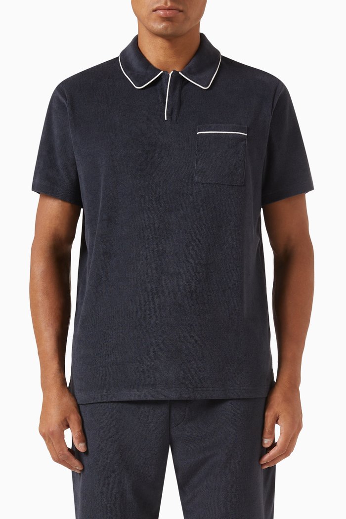 Polo Shirt in Cotton Terry, Blue