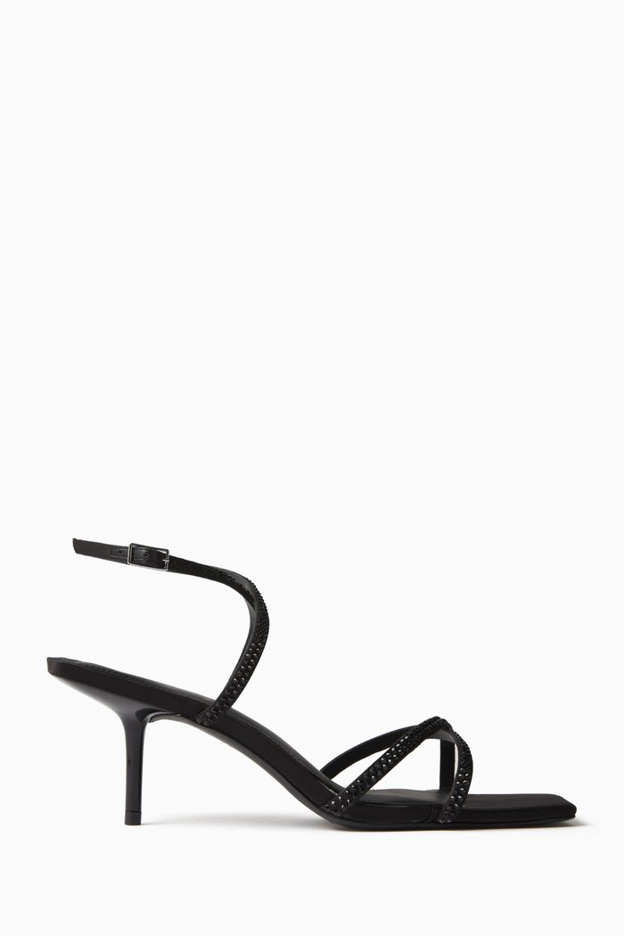 

Ora 70 Embellished Sandals in Satin, Black