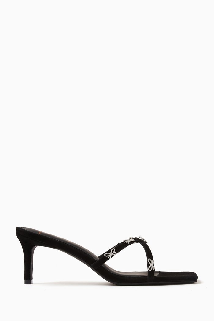

Ari 70 Bow-embellished Sandals in Suede, Black