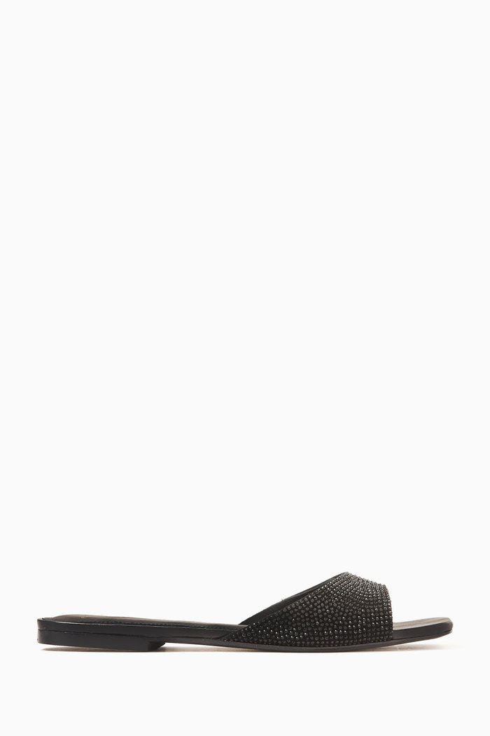 Nia Crystal-embellished Sandals in Nappa, Black