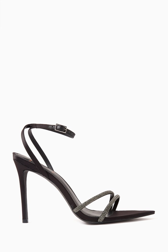 

Ace 100 Crystal Sandals in Satin, Black