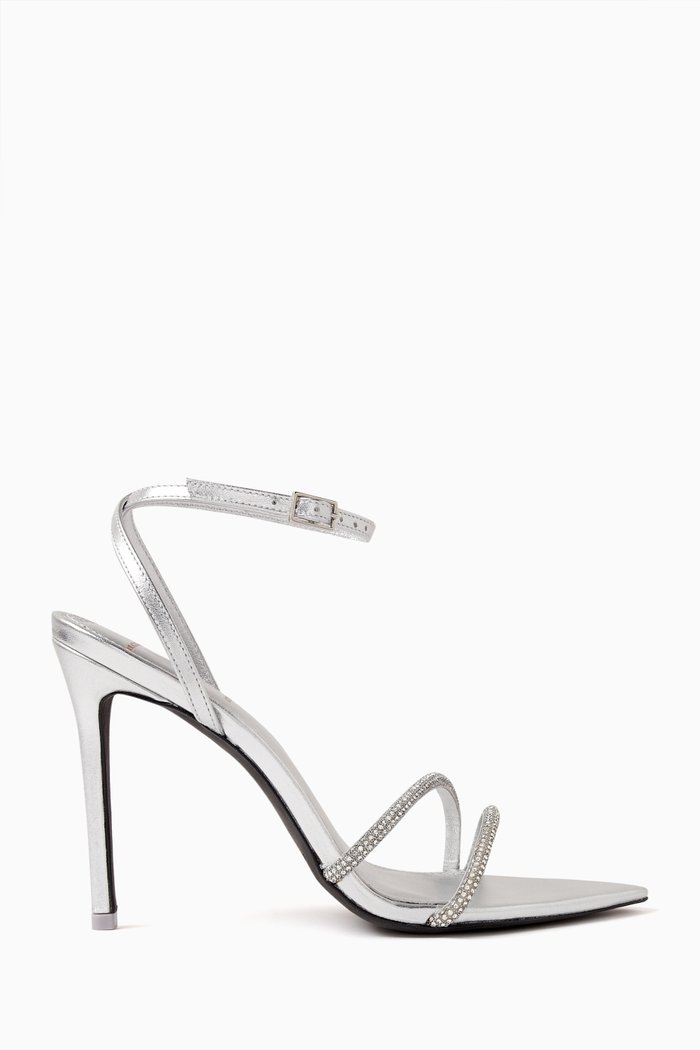 Ace 100 Crystal Sandals in Satin, Silver