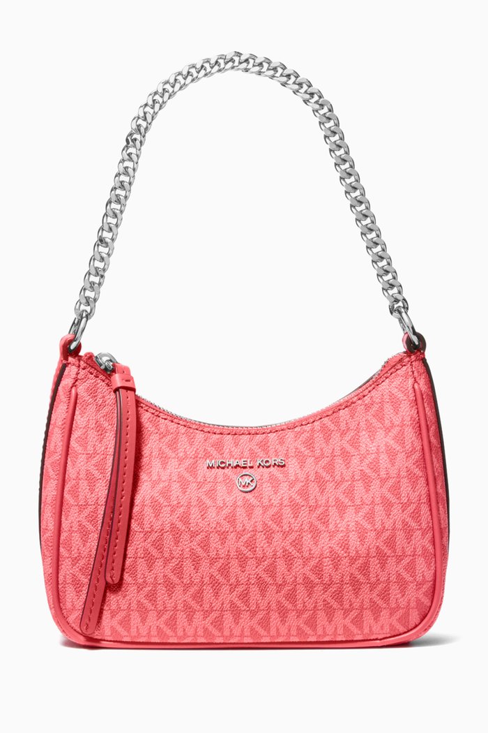 

Jet Set Charm Small Pouchette in Logo Canvas, Pink