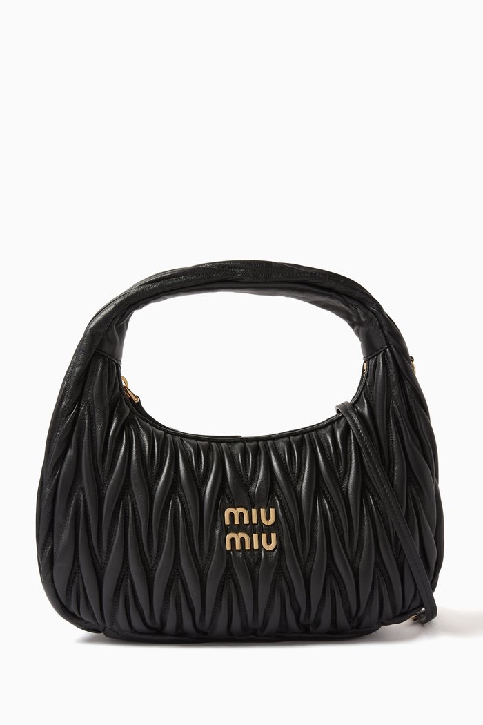 

Medium Wander Hobo Bag in Matelassé Leather, Black
