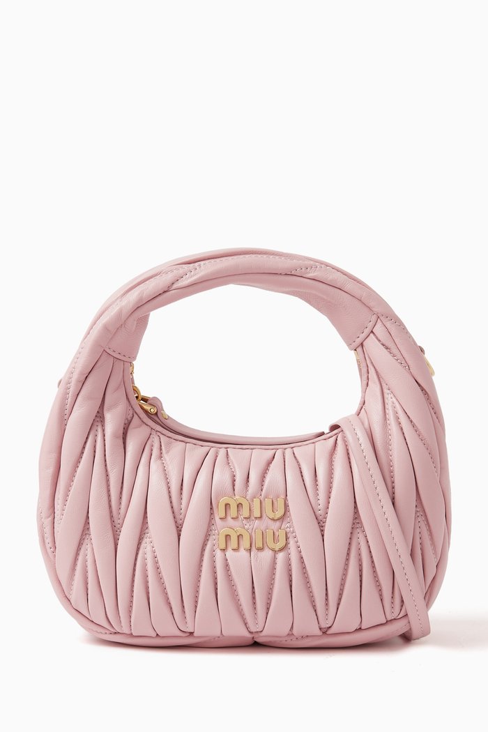 

Mini Wander Hobo Bag in Matelassé Nappa, Pink