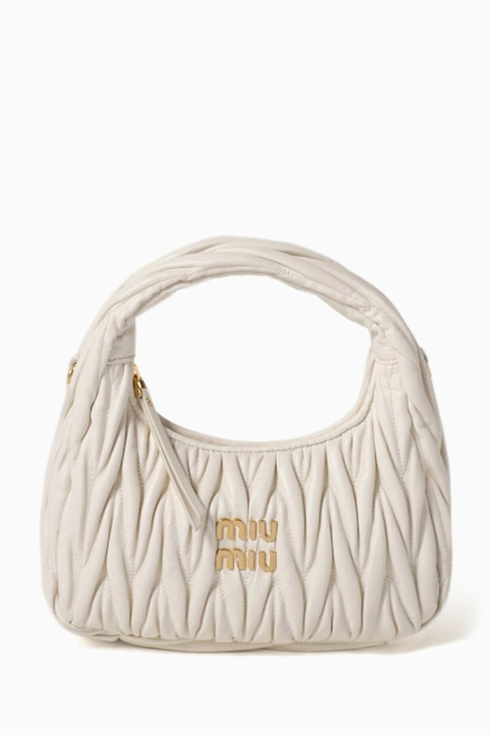 

Mini Wander Hobo Bag in Matelassé Nappa, White
