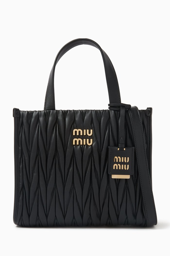 

Small Tote Bag in Matelassé Nappa, Black