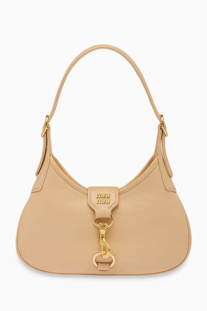 

Small Madras Hobo Bag in Leather, Neutral
