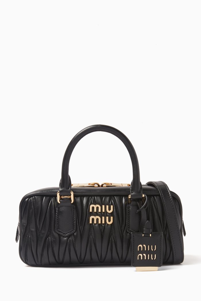 

Small Arcadie Top-handle Bag in Matelassé Nappa, Black