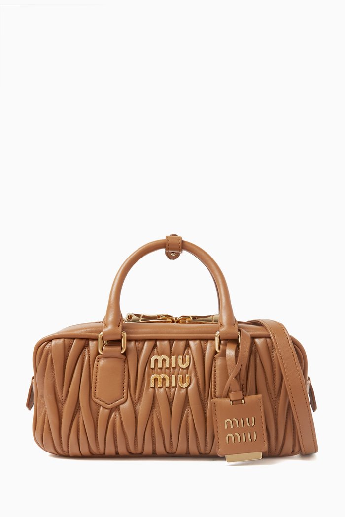

Small Arcadie Top-handle Bag in Matelassé Nappa, Brown