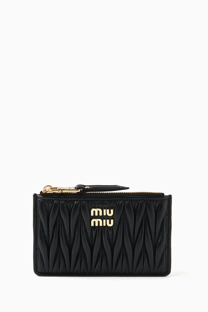 

Long Card Holder in Matelassé Nappa, Black