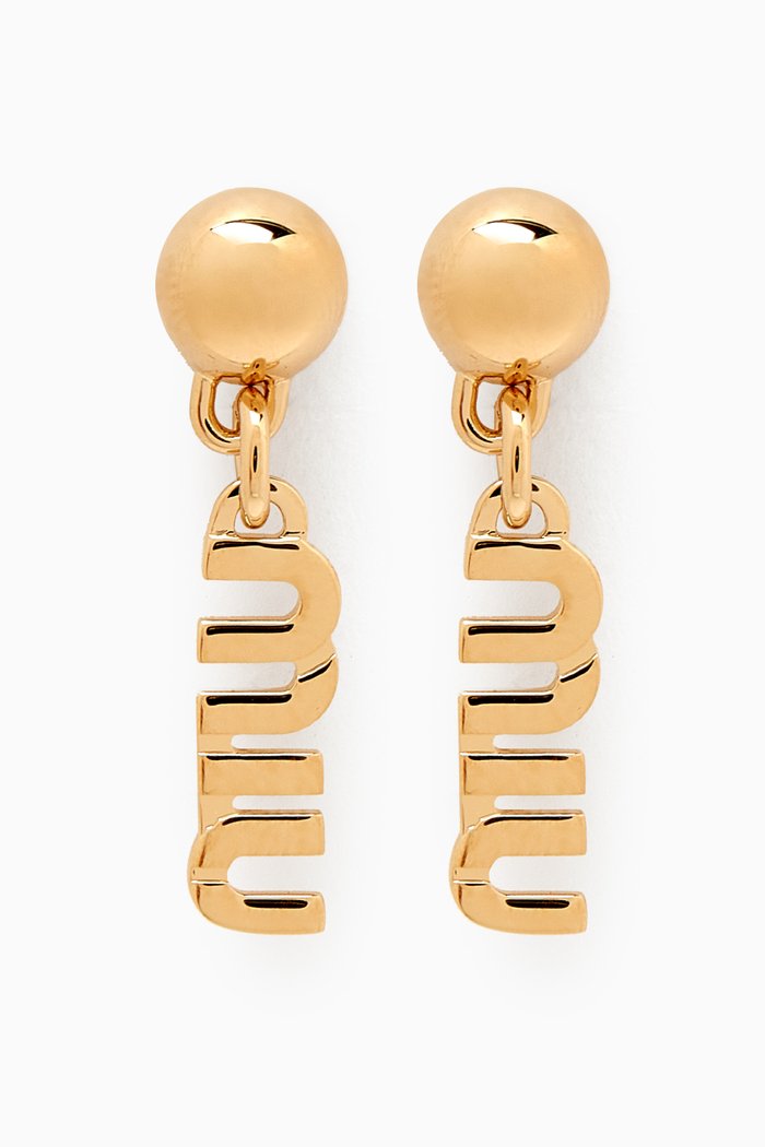 

Logo Pendant Earrings in Metal, Gold