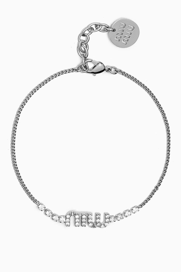 

Logo Crystal Bracelet in Metal, Silver