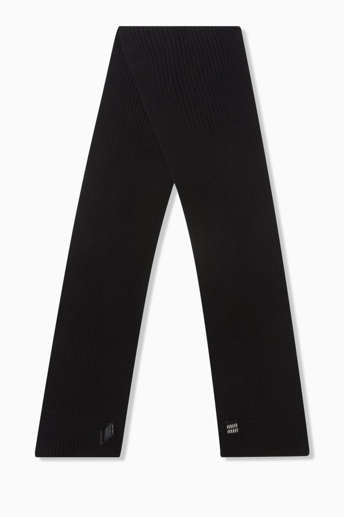 

Logo Scarf in Cashmere-wool blend, Black