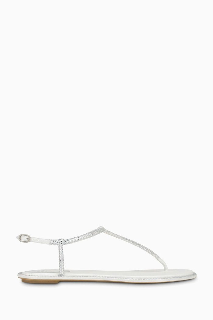 

Diana Flat Thong Sandals in Satin, Silver