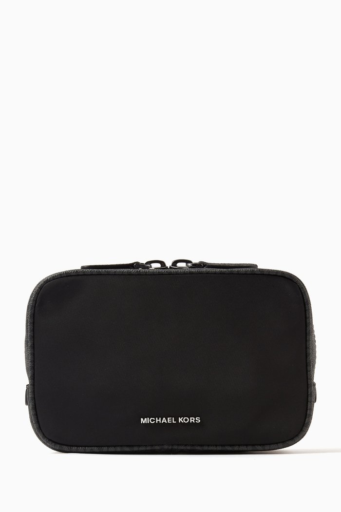 

Brooklyn Zip Pouch in Nylon & Logo Canvas, Black