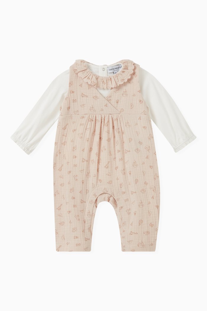 

Printed Romper Set in Cotton, Neutral
