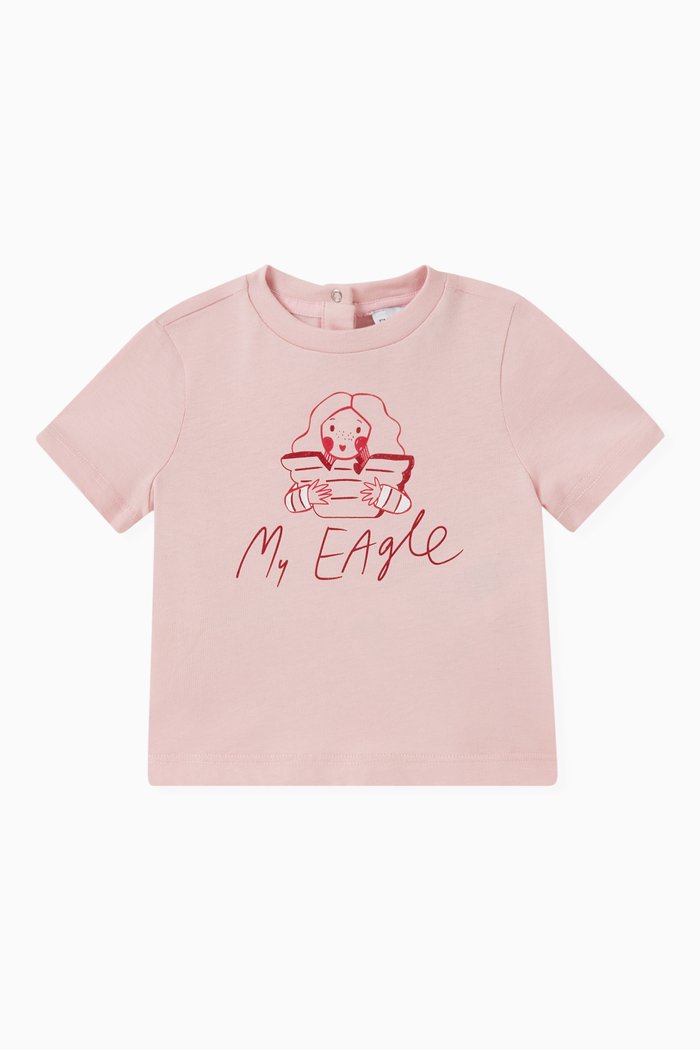 Logo-print T-shirt in Cotton, Pink