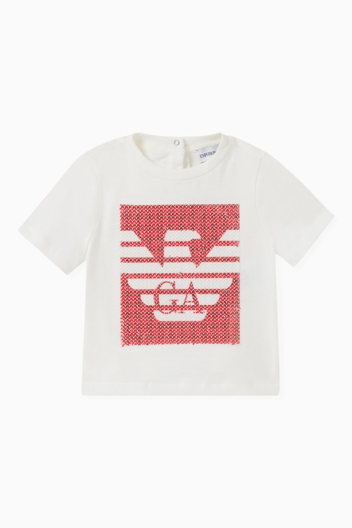

Sequinned Logo T-shirt in Cotton, White