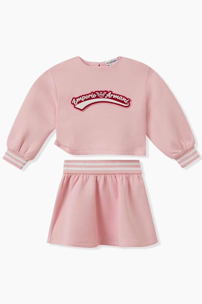 

Logo Patch Sweatshirt and Skirt, Set of Two, Pink