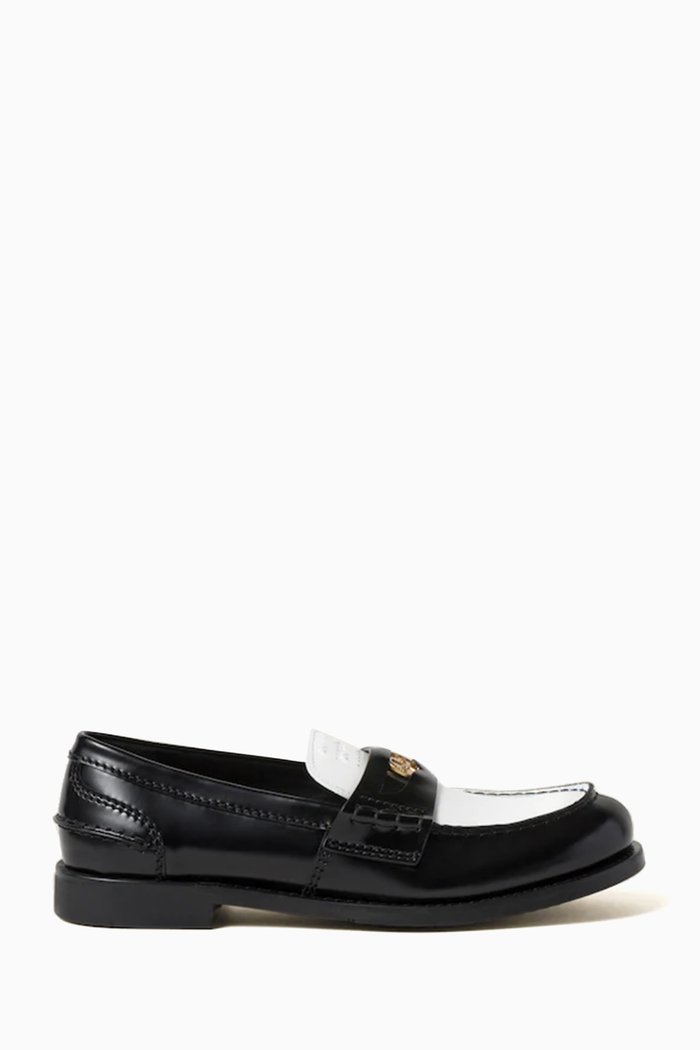 

Two-tone Penny Loafers in Leather, Black