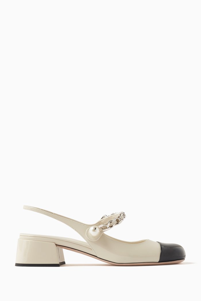 

Two-tone 35 Slingback Pumps in Patent-leather, White