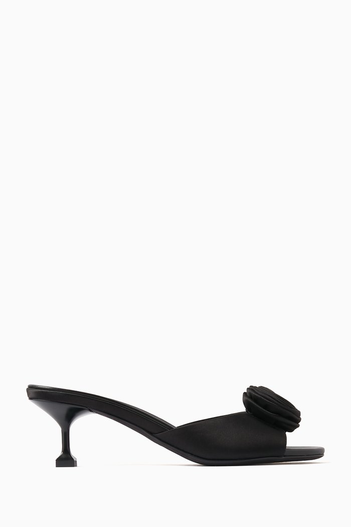 

Flower Detail 55 Mules in Satin, Black