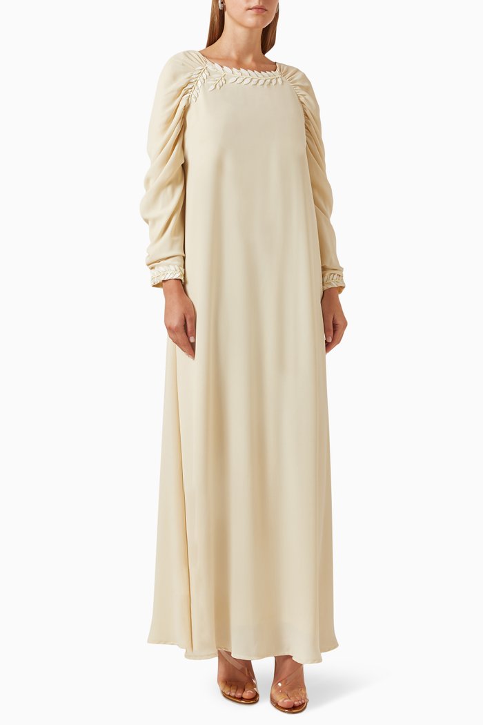 

Embellished Maxi Dress in Crêpe, Yellow