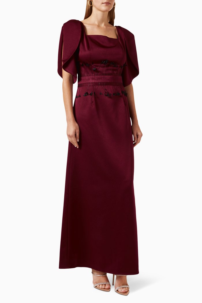 

Belted Maxi Dress in Satin-crêpe, Red