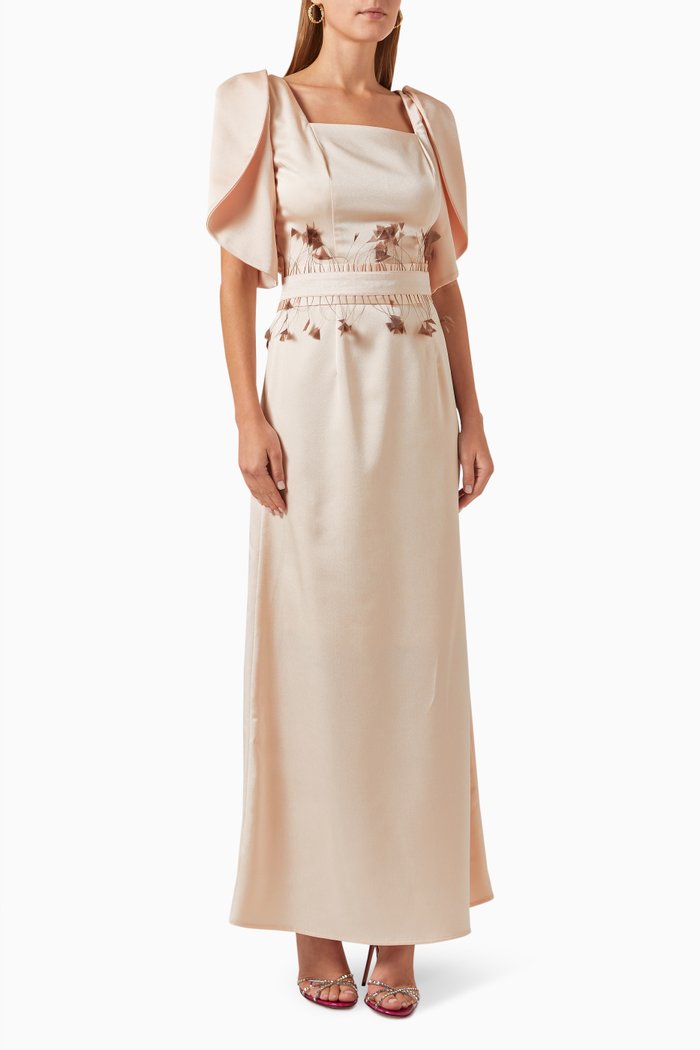

Belted Maxi Dress in Satin-crêpe, Orange