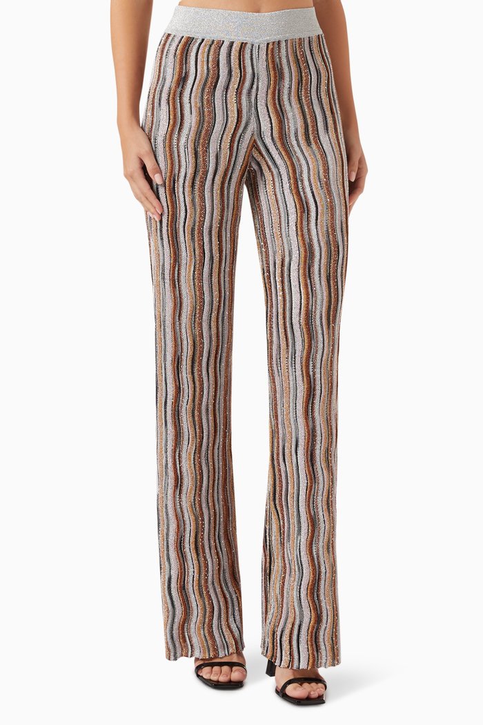 

Sequinned Straight-fit Pants in Lurex & Viscose-blend, Brown