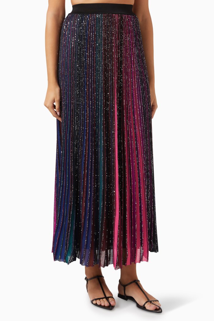 

Pleated Maxi Skirt in Knit, Multicolour