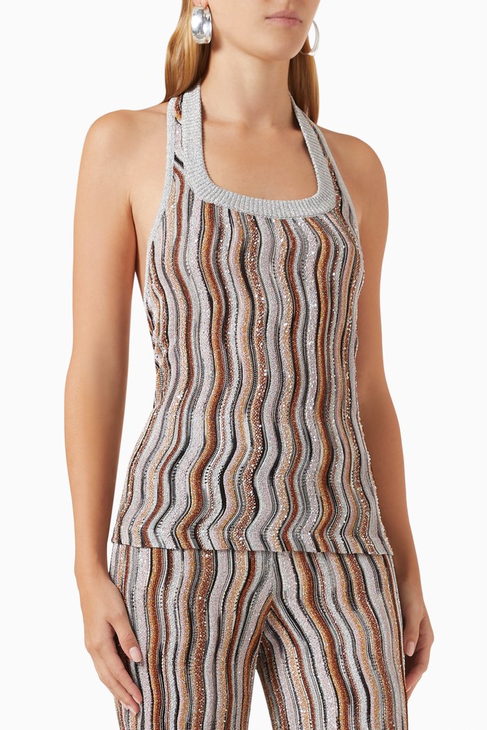 

Halterneck Top in Rayon-knit, Brown