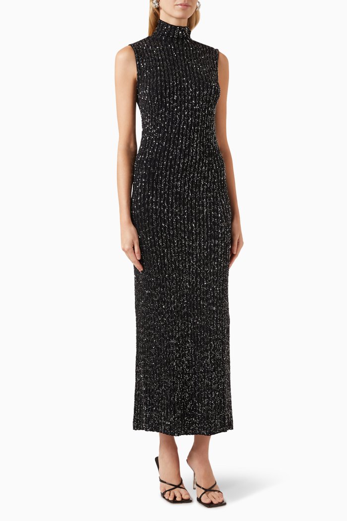 

Sequinned Maxi Dress, Black