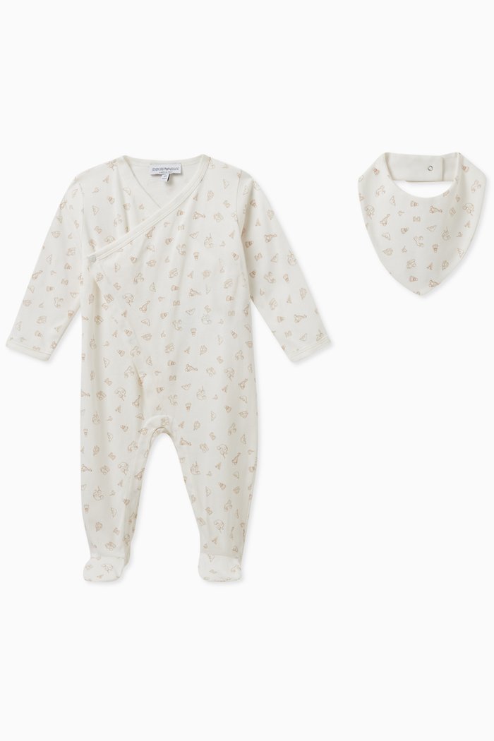 

Printed Sleepsuit Set in Cotton, Neutral