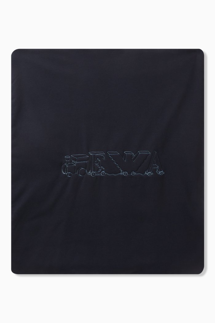 

EA Embroidered Blanket in Cotton Muslin, Blue