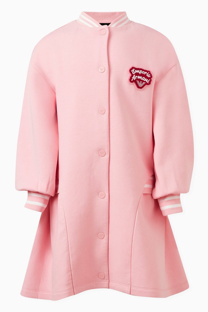 

Varsity Logo Patch Sweater Dress in Cotton, Pink