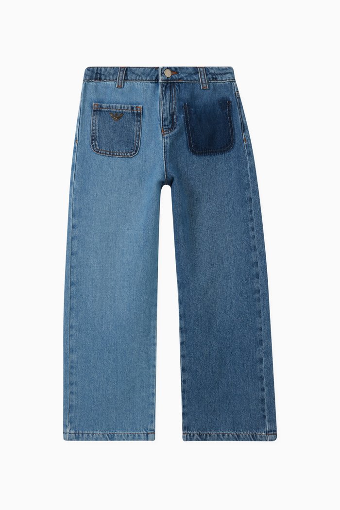 

Contrast-pocket Denim Jeans in Cotton, Blue
