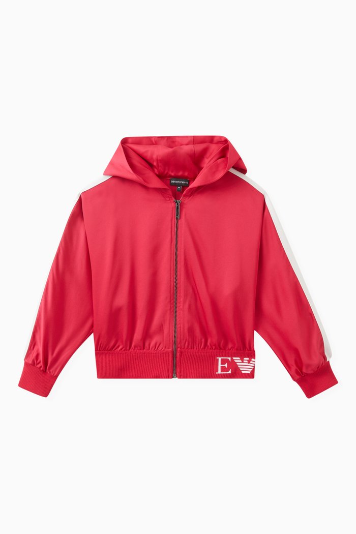 

Contrast Tape Hoodie in Jersey, Red
