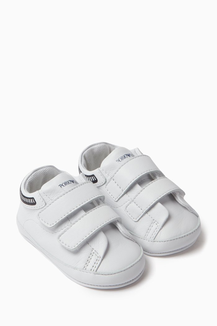 

Eagle Logo Velcro Sneakers in Leather, White