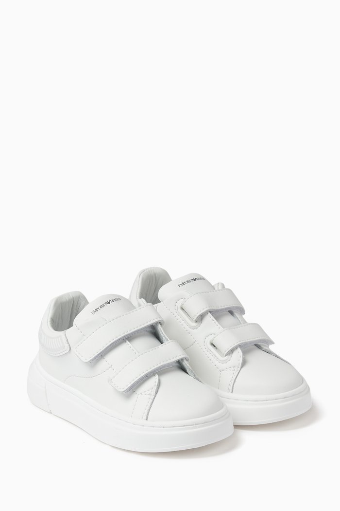 

Eagle Logo Velcro Sneakers in Leather, White