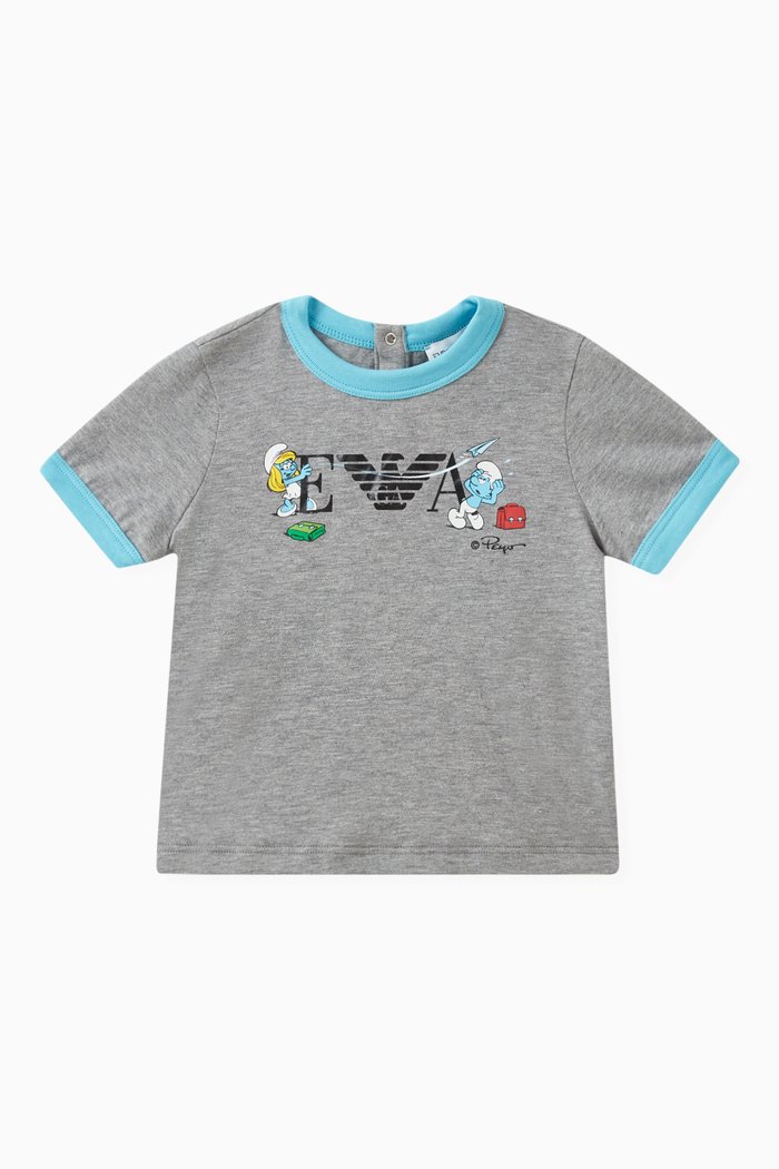 

x Smurf-print T-shirt in Cotton, Grey