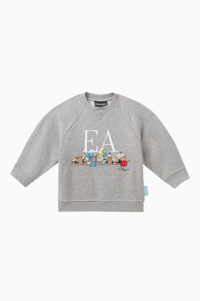 

x Smurf Logo Sweatshirt in Cotton Stretch, Grey