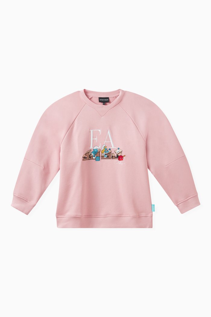 

x Smurf Logo Sweatshirt in Cotton Stretch, Pink